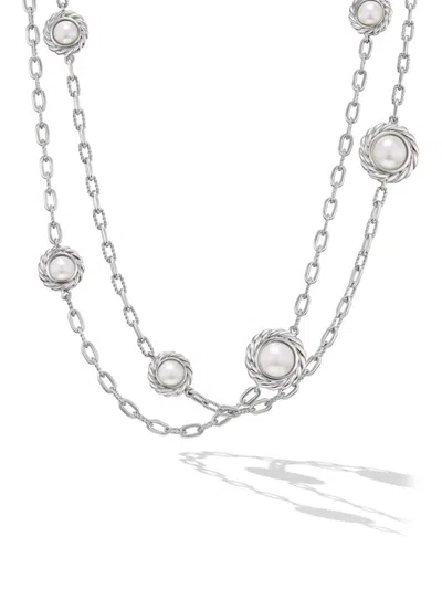 David Yurman Women's Pearl Classics Station Chain Necklace In Sterling Silver 3mm In Metallic