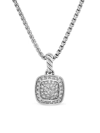 David Yurman Women's Petite Albion Pendant Necklace In Sterling Silver With Pavé Diamonds, 7mm In Metallic