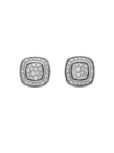David Yurman Women's Petite Albion Stud Earrings In Sterling Silver With Pavé Diamonds, 5mm In Metallic