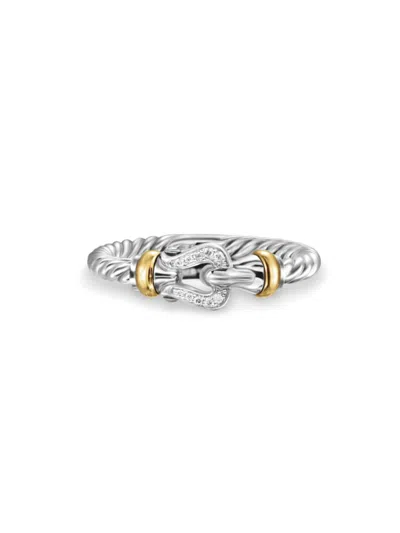 David Yurman Women's Petite Buckle Ring In Sterling Silver In Diamond