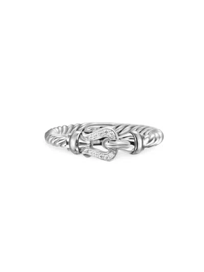 David Yurman Women's Petite Buckle Ring In Sterling Silver In Diamond