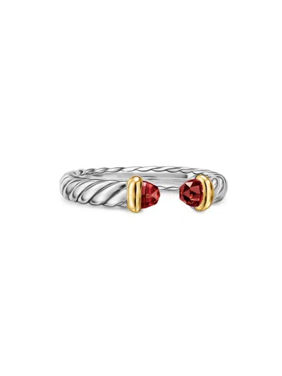 David Yurman Women's Petite Cable Open Ring In Sterling Silver In Brown