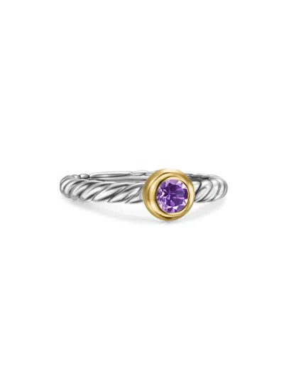 David Yurman Women's Petite Cable Ring In Sterling Silver In Amethyst