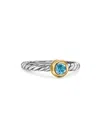 David Yurman Women's Petite Cable Ring In Sterling Silver In Blue Topaz