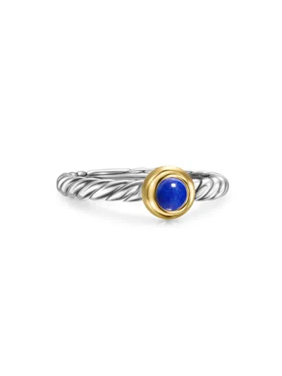 David Yurman Women's Petite Cable Ring In Sterling Silver In Lapis Lazuli