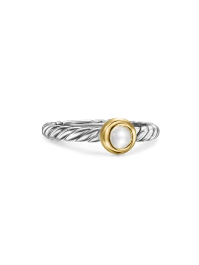 David Yurman Women's Petite Cable Ring In Sterling Silver In Pearl