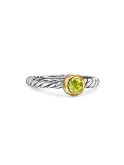 David Yurman Women's Petite Cable Ring In Sterling Silver In Peridot