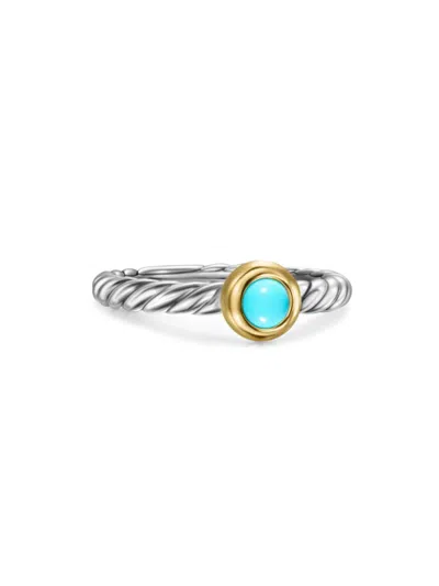 David Yurman Women's Petite Cable Ring In Sterling Silver In Turquoise