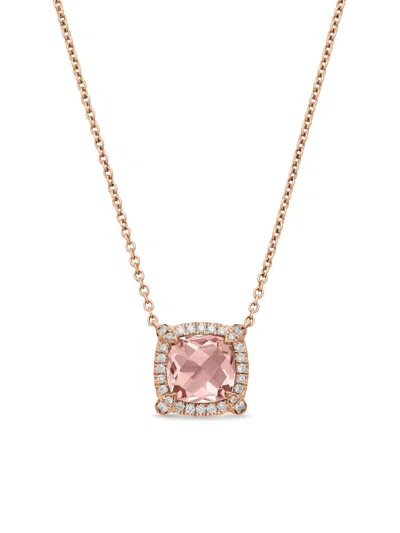 David Yurman Women's Petite Chatelaine Pavé Bezel Pendant Necklace In 18k Rose Gold With Morganite And Diamonds,  In Pink