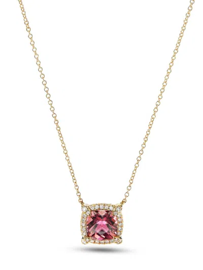 David Yurman Women's Petite Chatelaine Pavé Bezel Pendant Necklace In 18k Yellow Gold With Diamonds In Pink