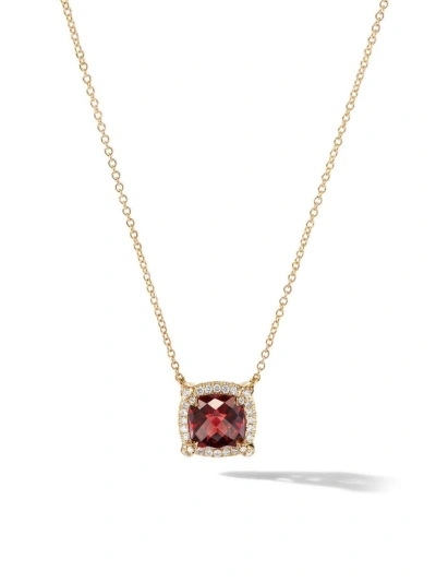 David Yurman Women's Petite Chatelaine Pavé Bezel Pendant Necklace In 18k Yellow Gold With Diamonds In Garnet