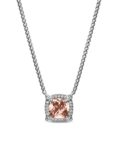 David Yurman Women's Petite Chatelaine Pavé Bezel Pendant Necklace With Diamonds In Morganite