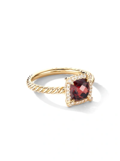 David Yurman Women's Petite Chatelaine Pavé Bezel Ring In 18k Yellow Gold With Diamonds In Garnet