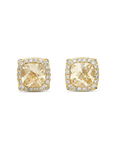 David Yurman Women's Petite Chatelaine Pavé Bezel Stud Earrings In 18k Yellow Gold In Neutral
