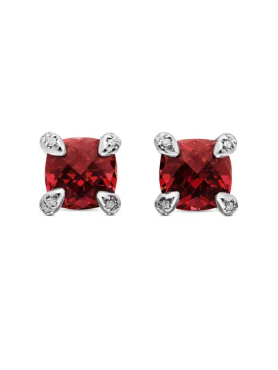 David Yurman Women's Petite Chatelaine Stud Earrings In Sterling Silver In Red