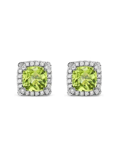 David Yurman Sterling Silver Petite Chatelaine Peridot And Diamond Earrings