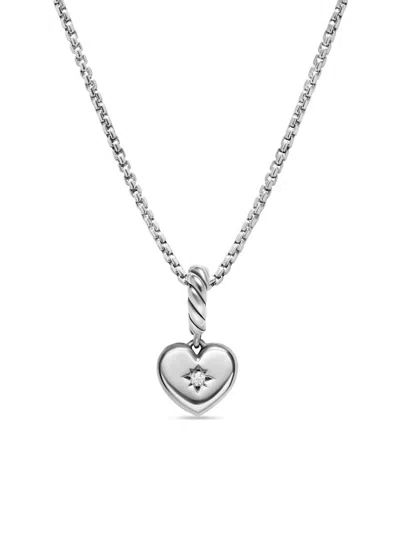David Yurman Women's Petite Compass Heart Amulet In Sterling Silver With Diamond, 7.4mm In Metallic