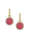 David Yurman Women's Petite Dy Elements Drop Earrings In 18k Yellow Gold With Pavé Diamonds In Rhodonite