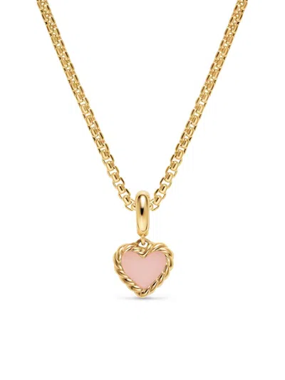 David Yurman Women's Petite Dy Elements Heart Station Pendant In 18k Yellow Gold