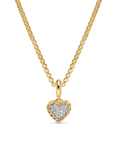 David Yurman Women's Petite Elements Heart Plate Pendant In 18k Yellow Gold With Diamonds 8.2mm