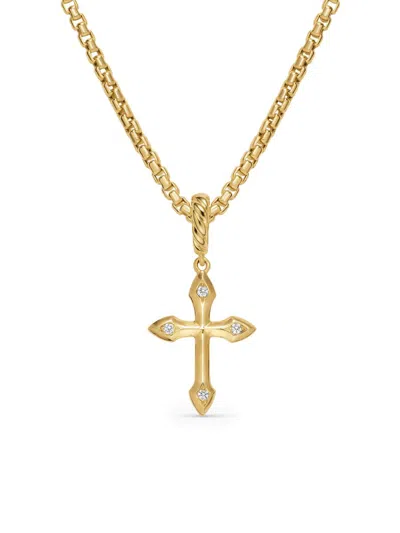 David Yurman Women's Petite Gothic Cross Amulet In 18k Yellow Gold With Diamonds 15.2mm