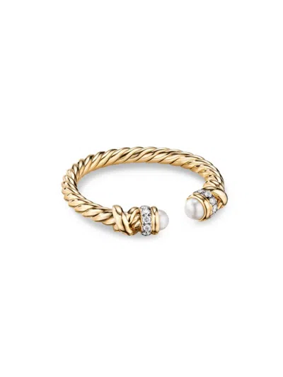 David Yurman Women's Petite Helena Ring In 18k Yellow Gold In Akoya White Pearl