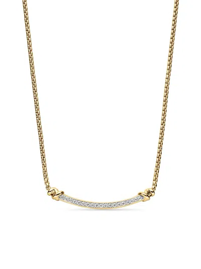 David Yurman Women's Petite Helena Wrap Station Necklace In 18k Yellow Gold With Diamonds, 29mm In Neutral