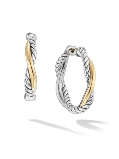 David Yurman Women's Petite Infinity Hoop Earrings In Sterling Silver With 14k Yellow Gold, 17.3mm