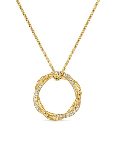 David Yurman Women's Petite Infinity Pendant Necklace In 18k Yellow Gold With Diamonds, 18mm