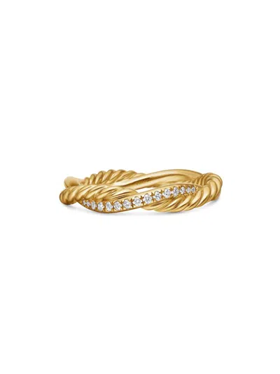 David Yurman Women's Petite Infinity Twisted Ring In 18k Yellow Gold With Diamonds