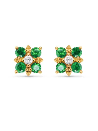 David Yurman Women's Petite Modern Renaissance Color Stud Earrings In 18k Yellow Gold In Green