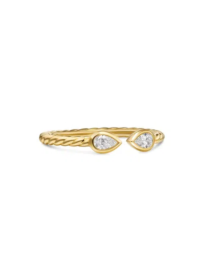 David Yurman Women's Petite Modern Renaissance Open Pear Ring In 18k Yellow Gold In Blue