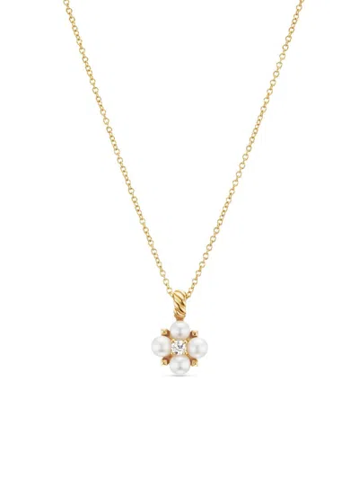David Yurman Women's Petite Modern Renaissance Pearl Necklace In 18k Yellow Gold With Center Diamond, 7.8mm