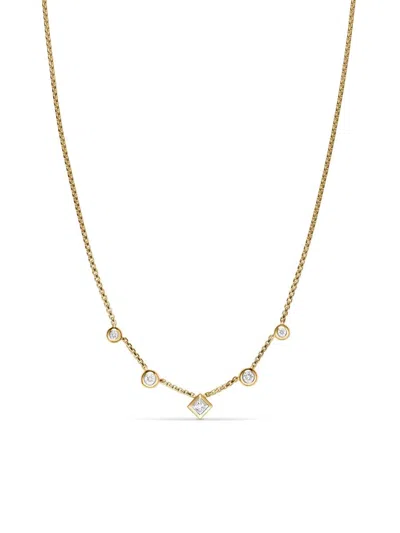 David Yurman Women's Petite Modern Renaissance Station Chain Necklace In 18k Yellow Gold With Diamonds, 3.4mm In Gray