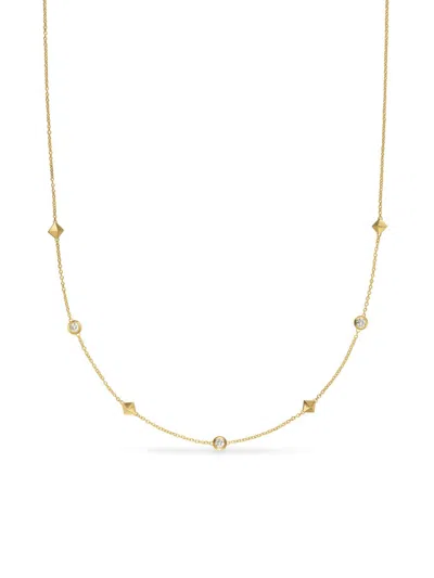 David Yurman Women's Petite Modern Renaissance Station Necklace In 18k Yellow Gold With Diamonds, 4.6mm In Neutral