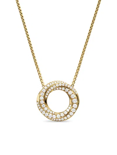 David Yurman Women's Petite Pavé Crossover Pendant Necklace In 18k Gold With Diamonds, 15.5mm