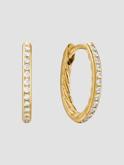 David Yurman Women's Petite Pavé Hoop Earrings In 18k Yellow Gold With Diamonds, 12.7mm