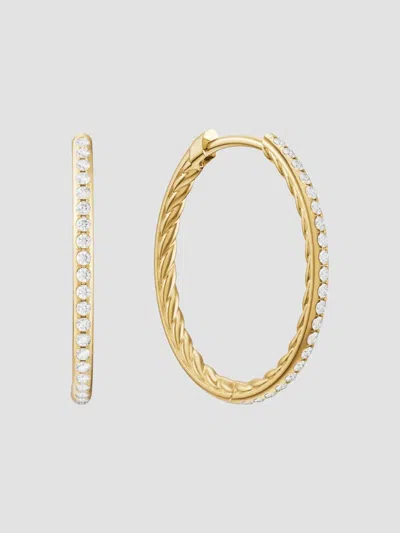 David Yurman Women's Petite Pavé Hoop Earrings In 18k Yellow Gold With Diamonds, 19.3mm