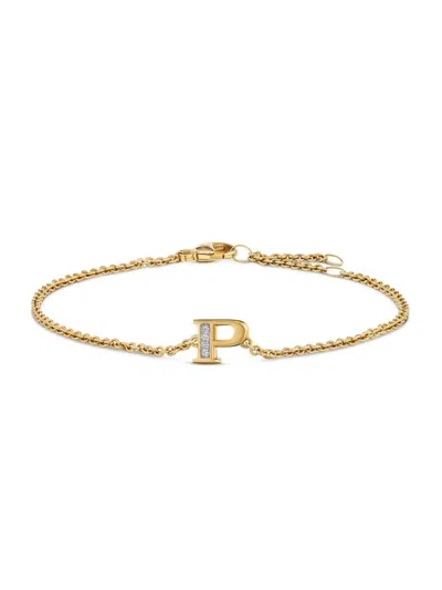 David Yurman Women's Petite Pavé Initial Chain Bracelet In 18k Yellow Gold In Neutral
