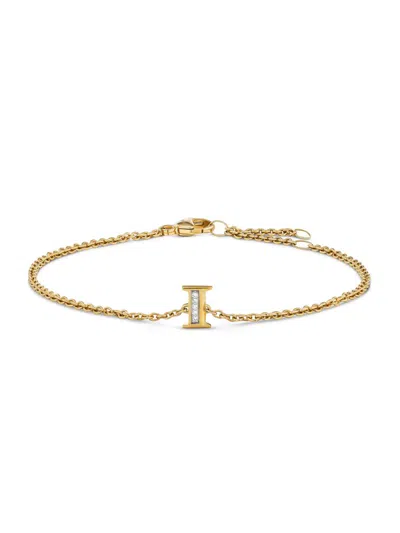 David Yurman Women's Petite Pavé Initial Chain Bracelet In 18k Yellow Gold In Metallic