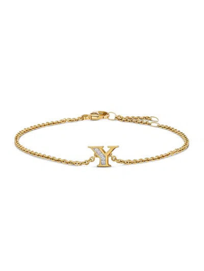 David Yurman Women's Petite Pavé Initial Chain Bracelet In 18k Yellow Gold In Neutral