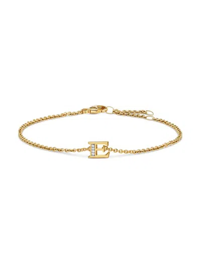 David Yurman Women's Petite Pavé Initial Chain Bracelet In 18k Yellow Gold In Neutral