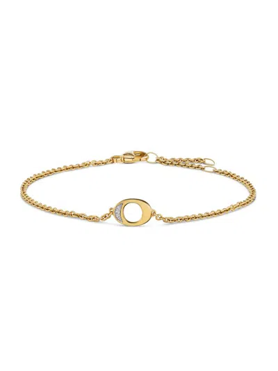 David Yurman Women's Petite Pavé Initial Chain Bracelet In 18k Yellow Gold