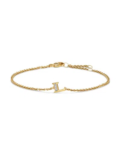 David Yurman Women's Petite Pavé Initial Chain Bracelet In 18k Yellow Gold