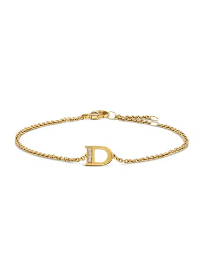 David Yurman Women's Petite Pavé Initial Chain Bracelet In 18k Yellow Gold In Gray