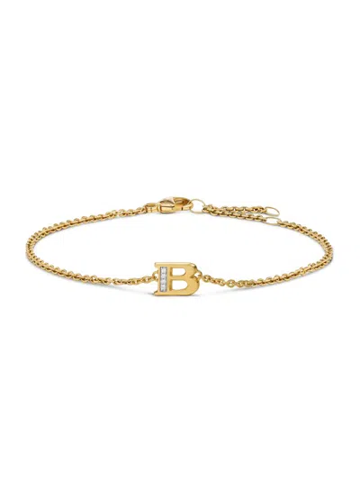 David Yurman Women's Petite Pavé Initial Chain Bracelet In 18k Yellow Gold