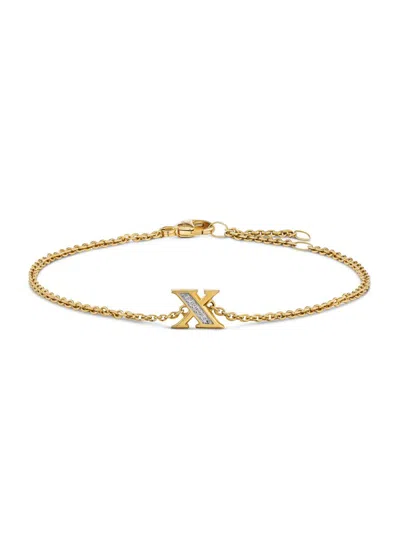 David Yurman Women's Petite Pavé Initial Chain Bracelet In 18k Yellow Gold