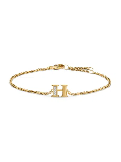 David Yurman Women's Petite Pavé Initial Chain Bracelet In 18k Yellow Gold