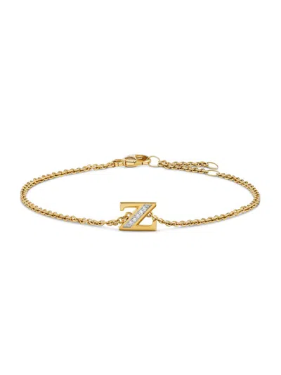 David Yurman Women's Petite Pavé Initial Chain Bracelet In 18k Yellow Gold In Burgundy