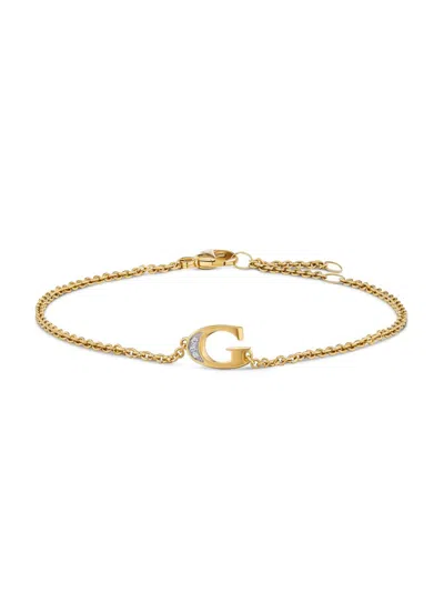 David Yurman Women's Petite Pavé Initial Chain Bracelet In 18k Yellow Gold In Black